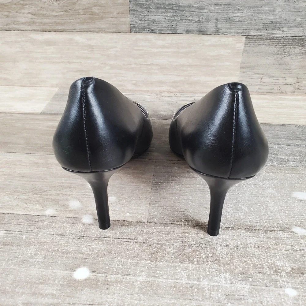 Linea Paolo Perkins Womens Shoes Sz 5.5 M Black Leather Stiletto Heel Pumps